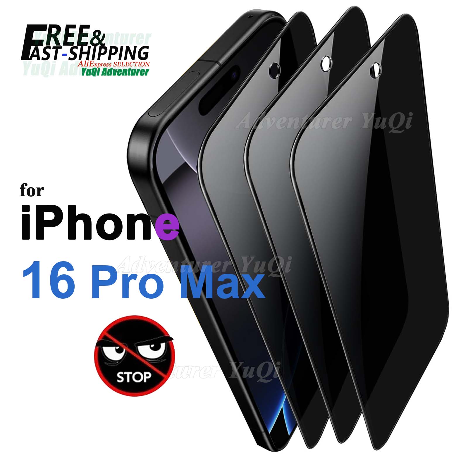 Anti Spy Privacy Glass Case - iPhone 16 Pro Max 6.9인치용 스파이
