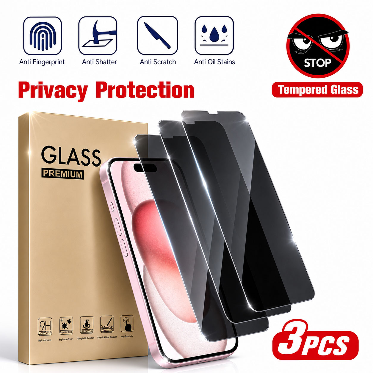 3개입 프라이버시 스크린 보호 필름, 애플 17/17P - Anti Spy Privacy Glass Case 리뷰 및 가격