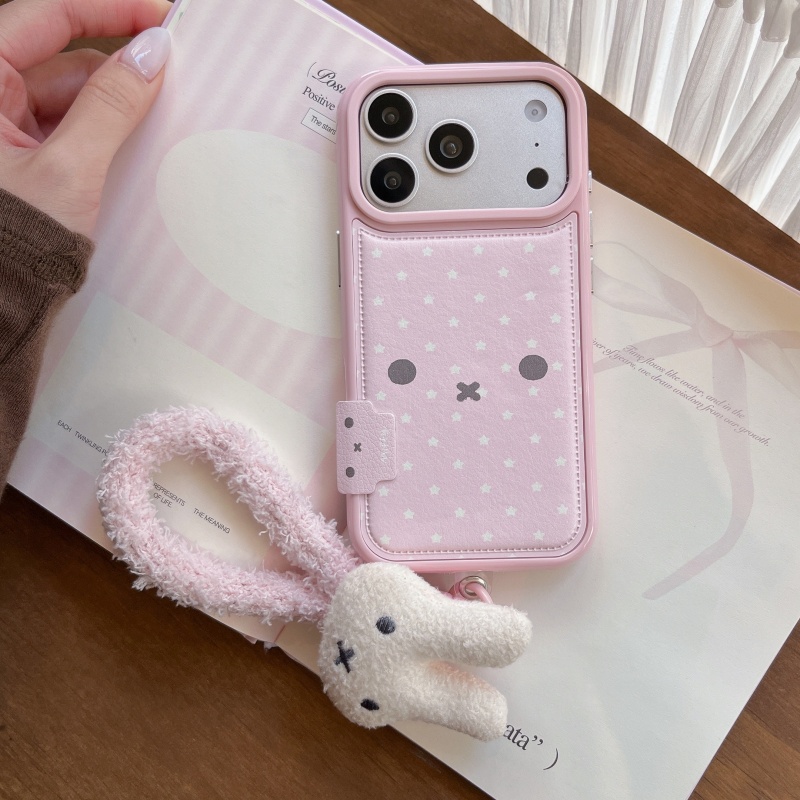 귀여운 만화 핑크 미피 스타 가죽 방탄 폰 케이스 아이 - Cute Cartoon Wrist Strap Silicone Case 리뷰 및 가격